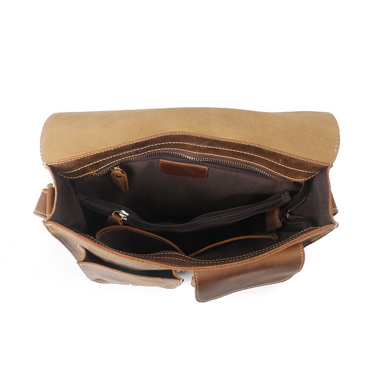 Túi Đeo Chéo Da Bò Dáng Ngang Túi Hộp Khóa Bấm Cá Tính