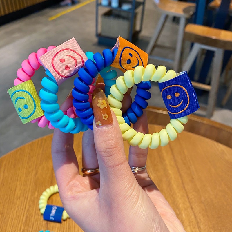 Dây cột tóc cao su hình mặt cười màu kẹo ngọt xinh xắn thời trang