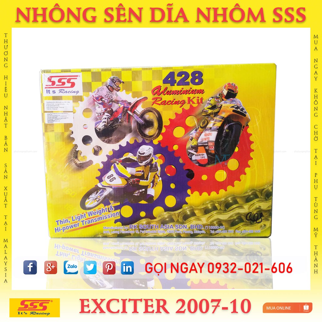 Nhông sên dĩa hợp kim nhôm SSS xe Exciter 2009-2010 chính hãng