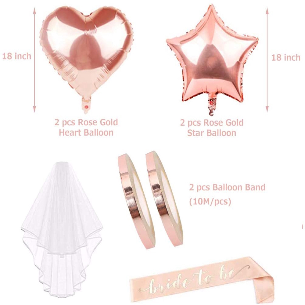 Bộ bóng bay màu vàng hồng chữ BRIDE TO BE dùng trang trí tiệc tiện dụng
