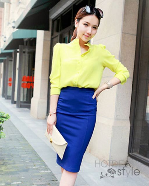 [ Mã WASTRUN4 giảm 10% tối đa 30K đơn 99K] M25-Chân váy bút chì xanh coban công sở tới gối | BigBuy360 - bigbuy360.vn
