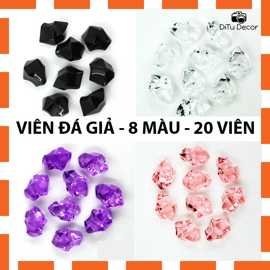 Set 20 viên đá mini nhiều màu chụp ảnh - viên acrylic trong suốt mini chụp hình - DiTu Decor