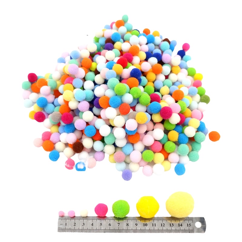 Bịch PomPom đủ màu nhiều kích cỡ nguyên liệu làm handmade