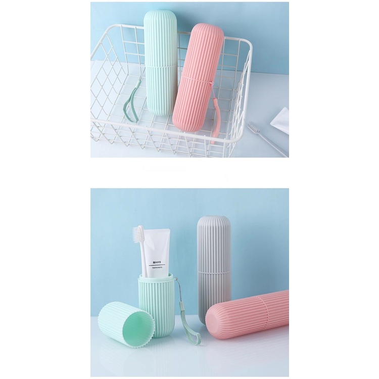 Hũ Hộp Đựng Bàn Chải Và Kem Đánh Răng Kiểu TRÒN CÓ VÂN S8 (Kiêm 2 Cốc) - Khi Đi Du Lịch, Công Tác