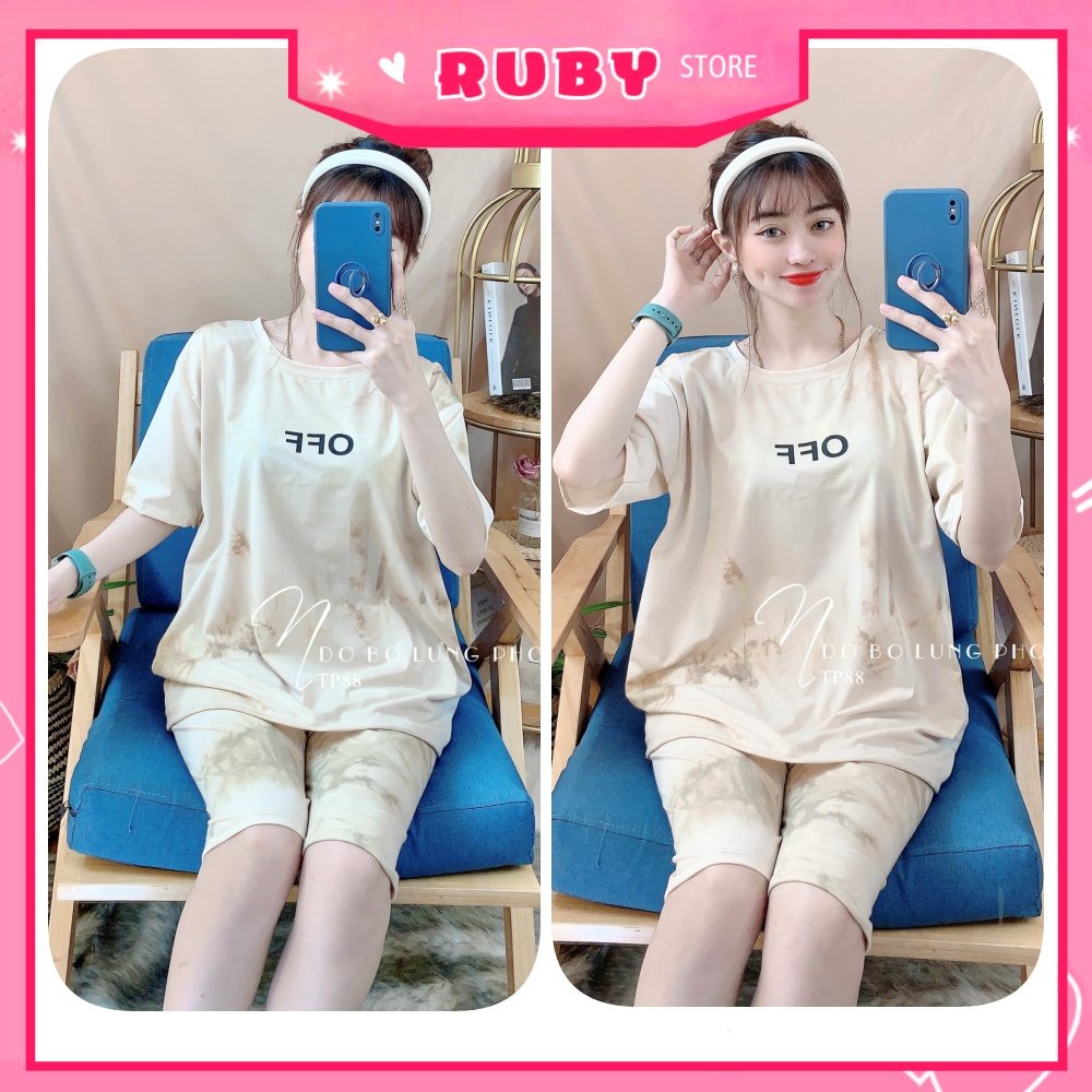 Đồ bộ nữ mặc nhà chất thun mềm mát loang màu in họa tiết dễ thương TP88