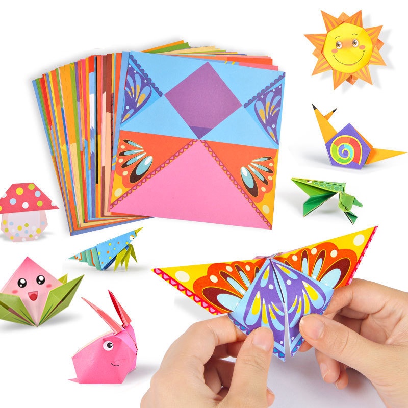Set 54 Tờ Giấy Xếp Hình Origami 3D Họa Tiết Hoạt Hình Dễ Thương Cho Bé