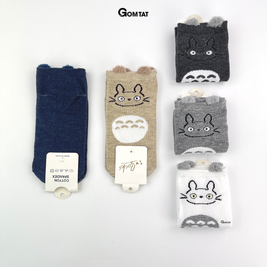 Set 5 đôi tất vớ cổ ngắn nữ GOMTAT, chất liệu cotton hình tai gấu dễ thương phong cách Hàn Quốc - LISU-TAIGAU-01