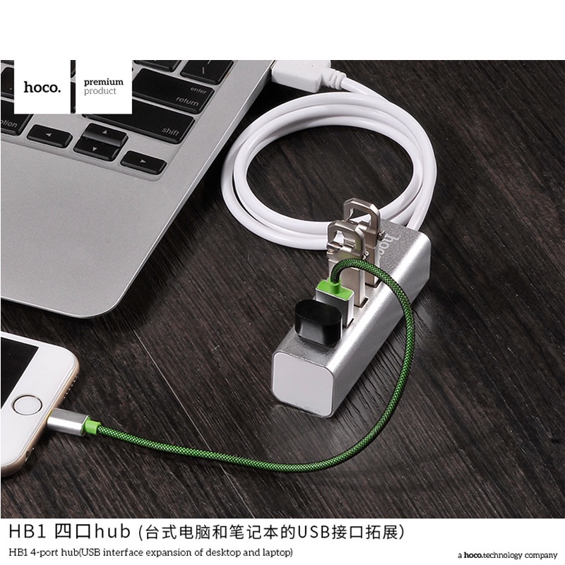 Hub chia cổng USB chính hãng Hoco HB1, bộ chia cổng usb ra 4 cổng Usb sử dụng đồng thời các thiết bị cùng lúc