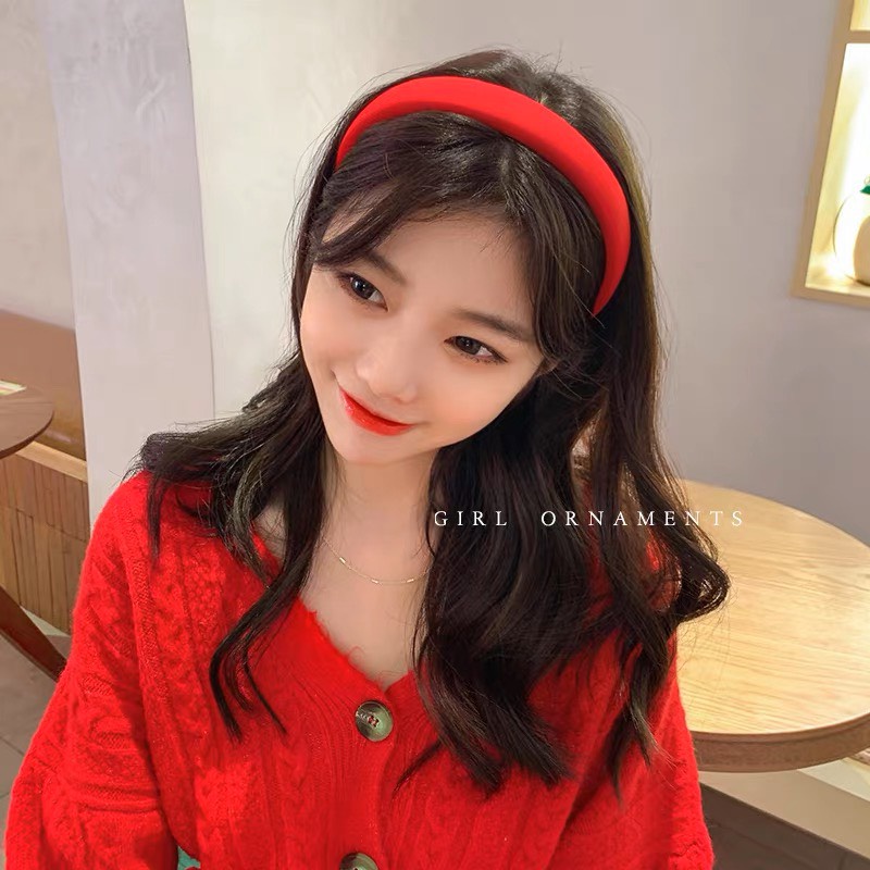 Băng Đô Cài Tóc Phồng Vải Trơn Chất Xốp Tiểu Thư Màu Pastel Dễ Thương