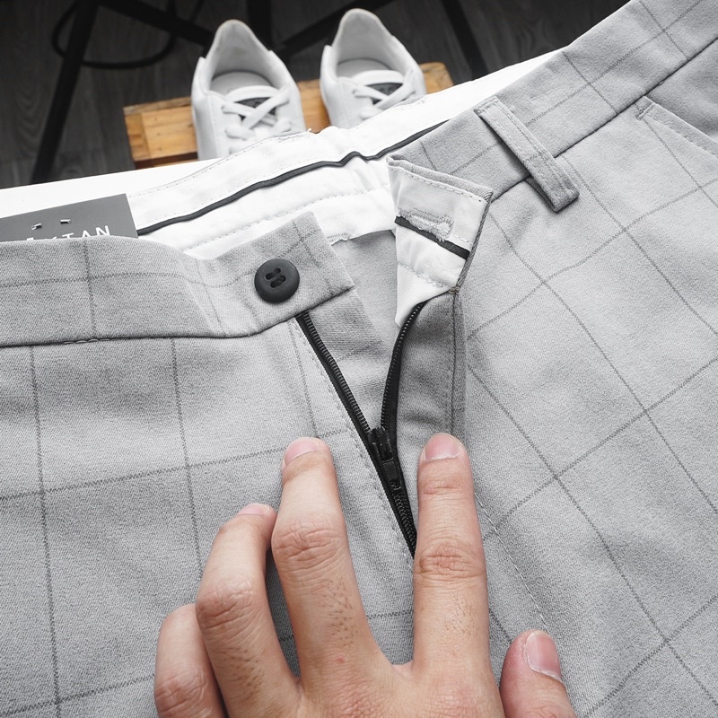 Quần short tây âu nam hoạ tiết caro co giãn Bigsize < 120kg