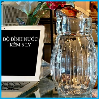 Bộ bình 6 ly thủy tinh uống nước kiểu dáng sang trọng - kiểu 2