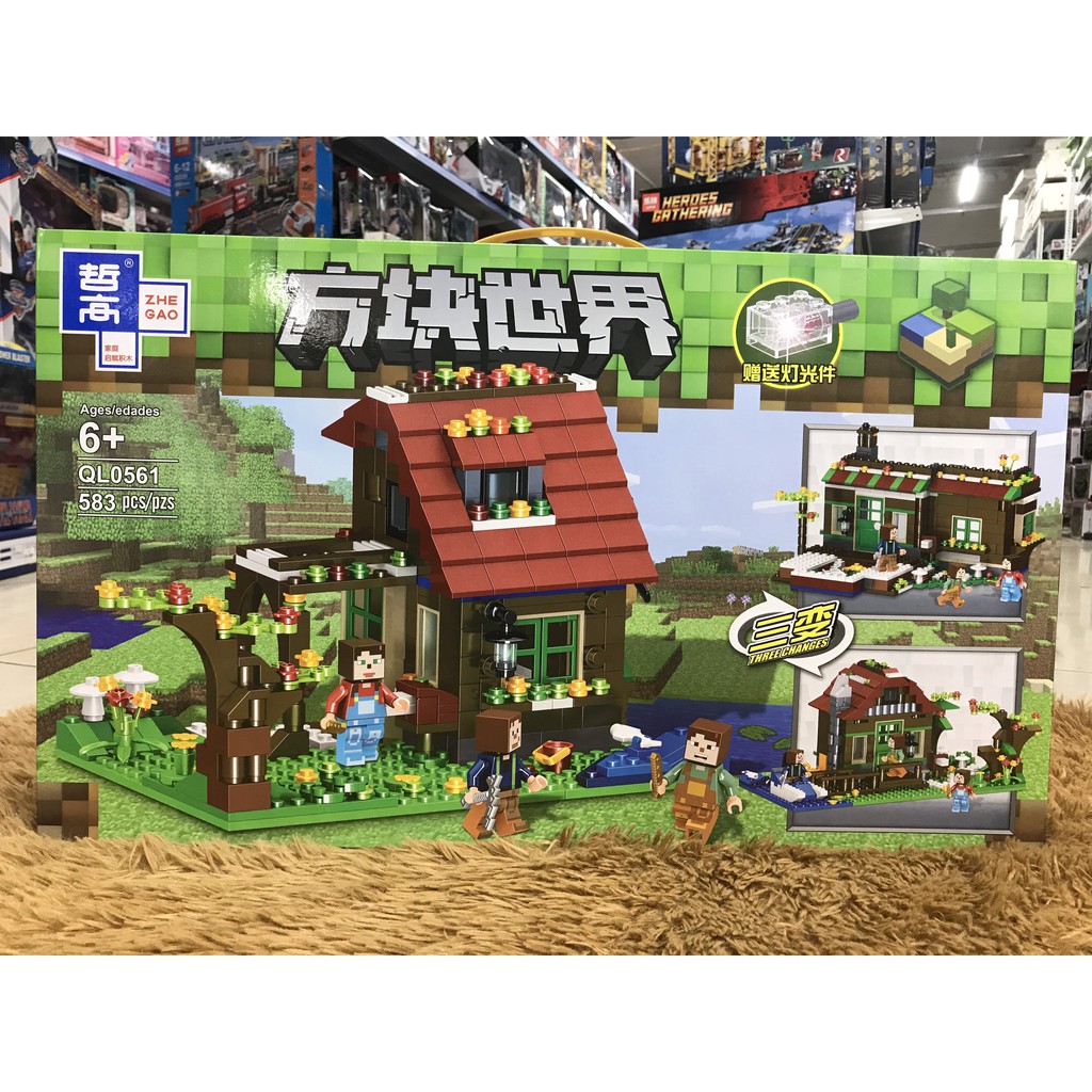 Đồ chơi xếp hình lego minecraft ngôi nhà có bác nông dân 3 in 1 583 chi tiết