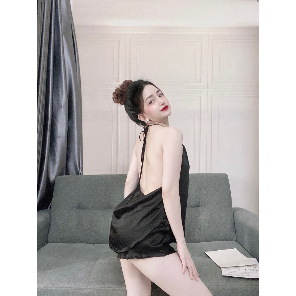 📌sét đồ ngủ📌 áo yếm lụa satin siêu sexy freesize quần đùi | BigBuy360 - bigbuy360.vn