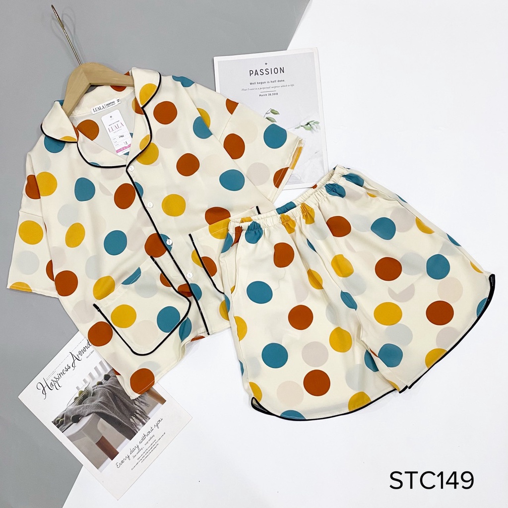 Đồ Ngủ Pijama Lụa Mango Tay Ngắn Quần Đùi, Cổ Sen Siêu Xinh, Mềm Mịn, Độc Lạ Khó Tìm, Sanh Chảnh Hàn Quốc