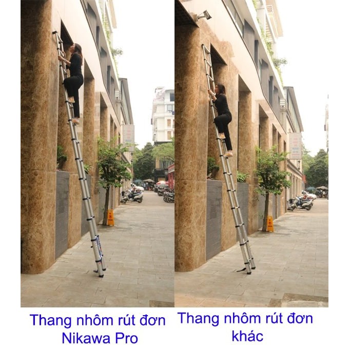 Thang nhôm rút đơn Nikawa NK-38PRO NEW 3,8m, nhập khẩu Nhật Bản, bảo hành chính hãng