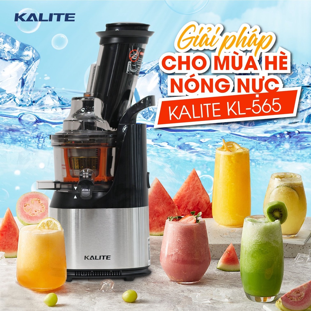 Máy ép chậm trái cây Kalite KL 565 công suất 240W, ống tiếp nguyên liệu size lớn, có dao cắt nhỏ hoa quả, ống làm kem