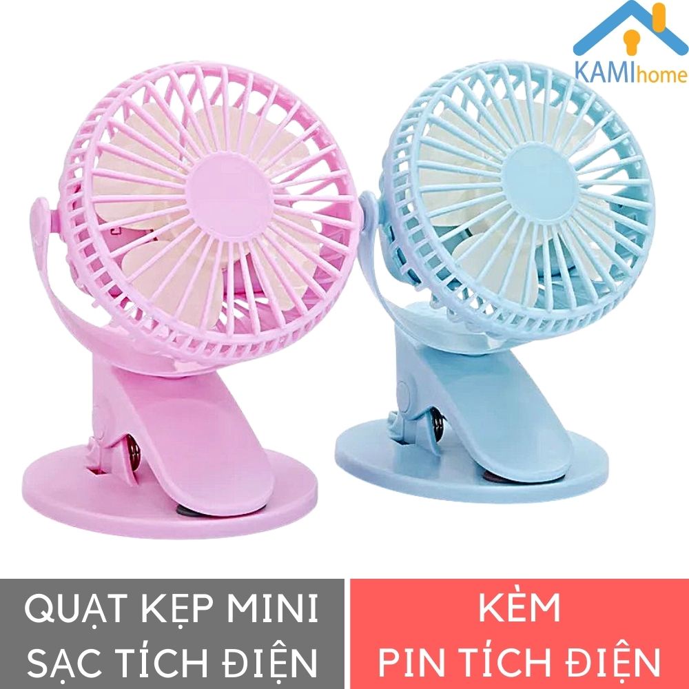 Quạt mini kẹp bàn xe đẩy cầm tay hoặc để bàn (Nhiều mẫu) Pin sạc tích điện mã 17025.17028