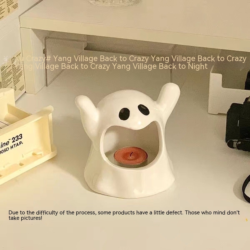 Đế Nến Bằng Gốm Hình Ma Nhỏ Dễ Thương Dùng Trang Trí Nhà Cửa