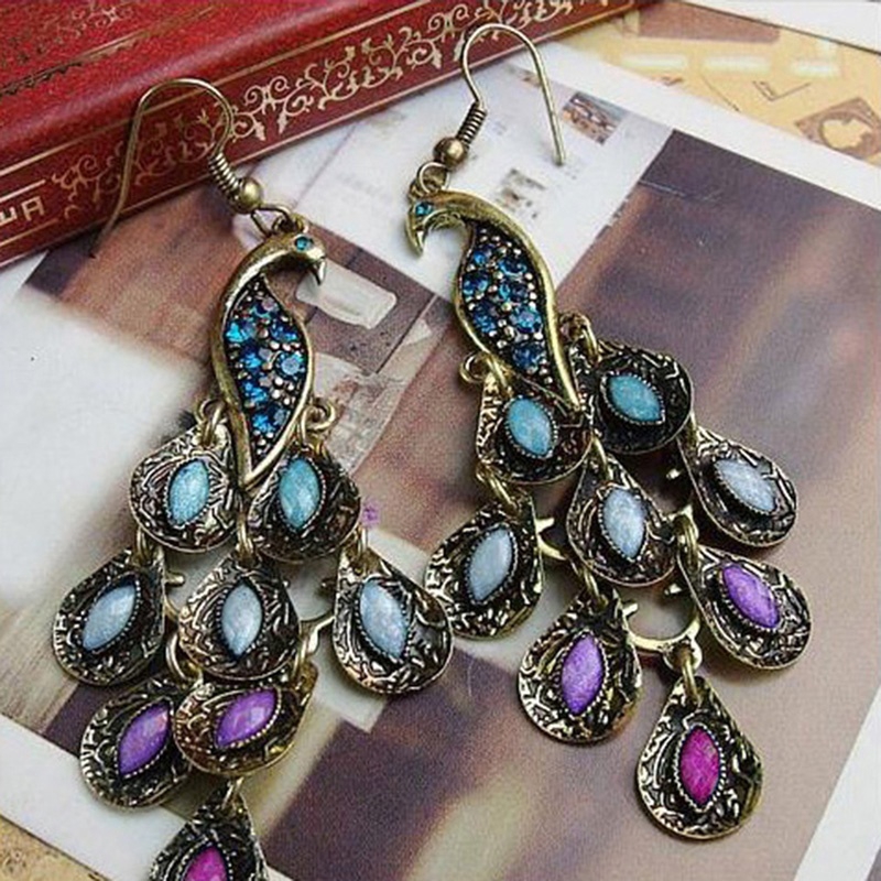 Women's Fashion Jewelry Earrings Retro Jewelry Peacock Earrings Ethnic Earrings Ear Hook