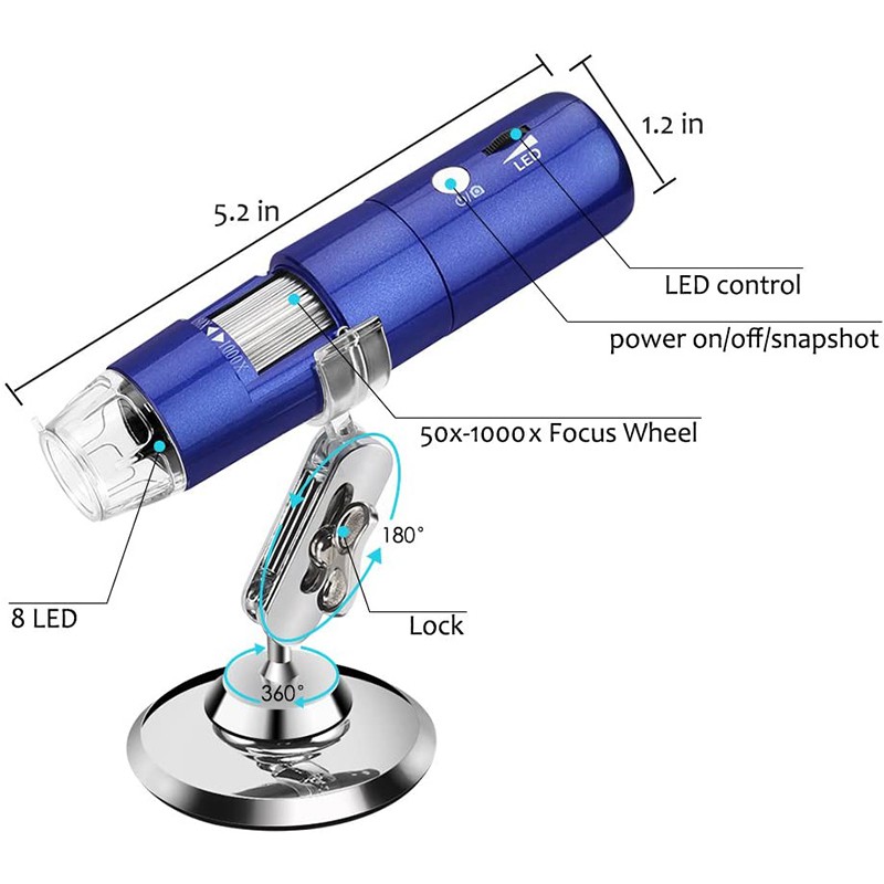 High Quality Wifi Digital Microscope with 2MP Camera with Light for iPhone Android