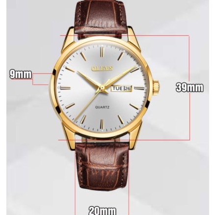 Đồng hồ nam dây da OLEVS Đồng hồ nam chính hãng chống nước  3ATM bảo hành 24 tháng