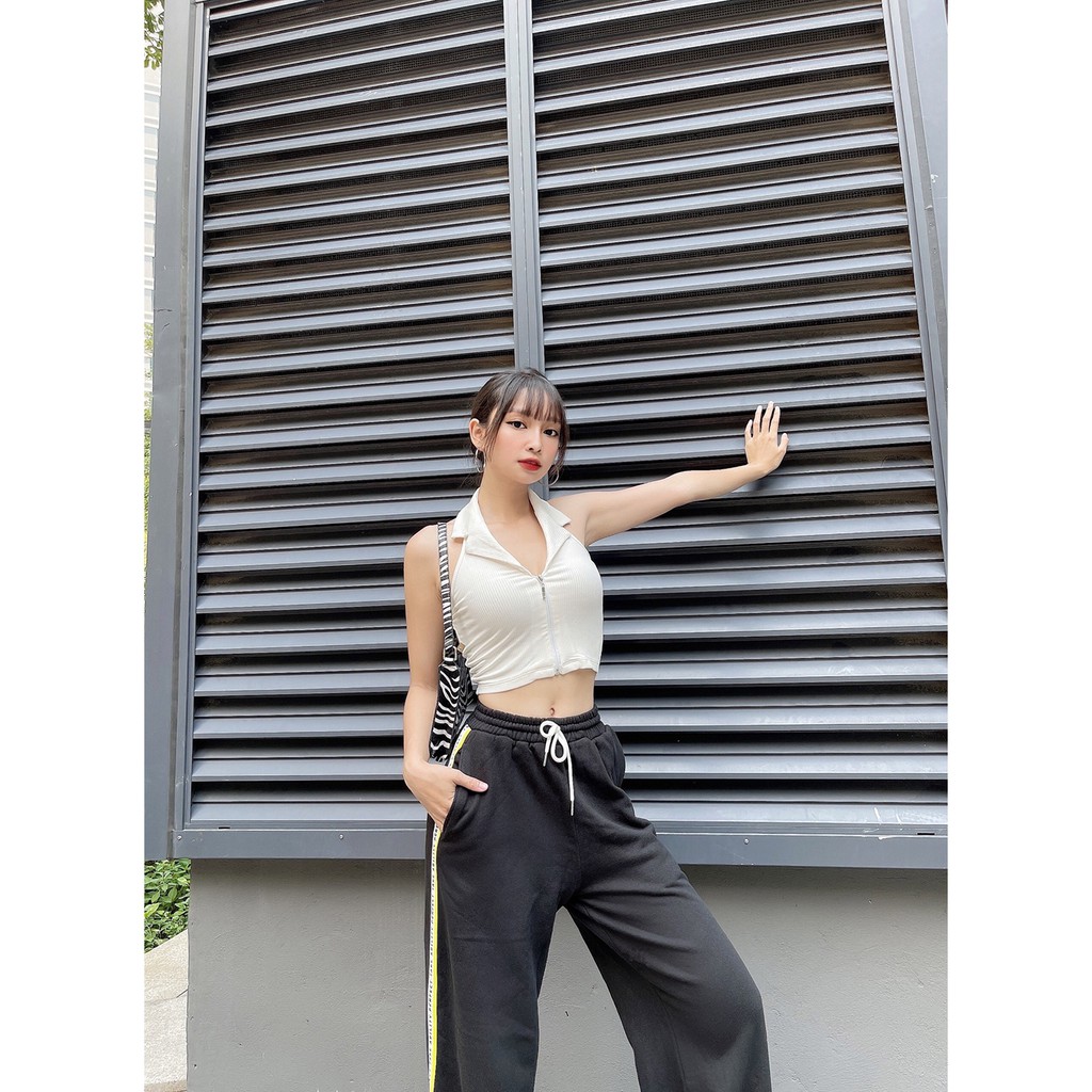 Áo croptop nữ cổ somi dây kéo KRYSTAL NK117