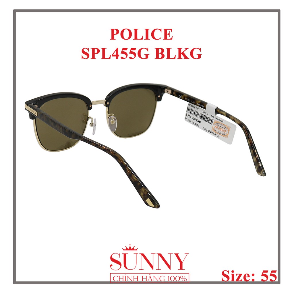 Kính mát Police chính hãng SPL455G 55 BLKG màu sắc thời trang, thiết kế dễ đeo bảo vệ mắt