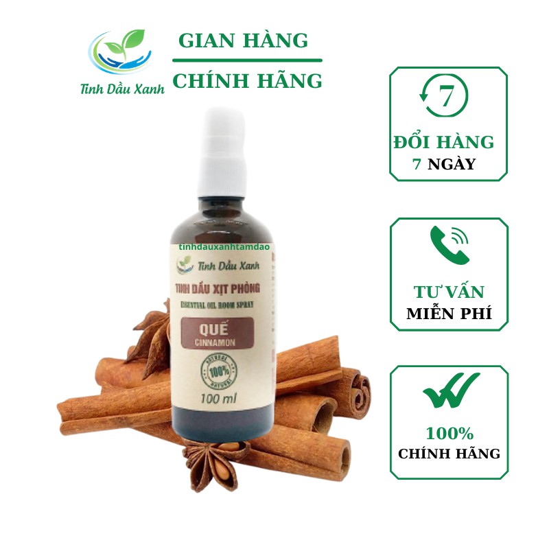 Tinh Dầu Xịt Phòng, Xịt Ô tô Quế Tinh Dầu Xanh Thiên Nguyên Chất Giúp Khử Mùi Ô Tô,Làm Thơm Phòng Lọ 100ml