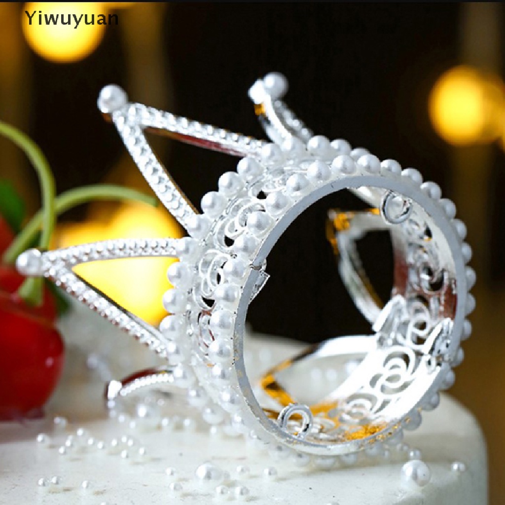 &lt; Yiwuyuan &gt; Vương Miện Ngọc Trai Nhỏ Đính Kim Cương Giả Thời Trang Trang Trí Bánh Kem Sinh Nhật Cho Bé Đang Giảm Giá