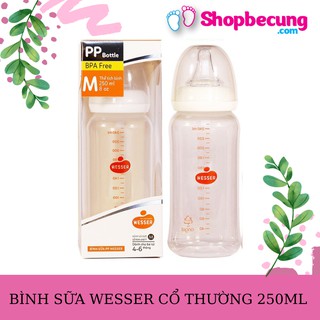 BÌNH SỮA WESSER NANO SILVER CỔ NHỎ 250ML (4 - 6 THÁNG)