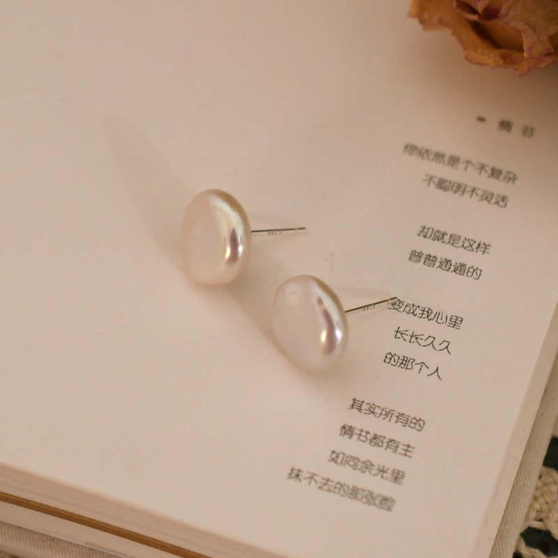 Bông Tai Mạ Bạc 925 Đính Ngọc Trai Nước Ngọt Tự Nhiên Thời Trang Phong Cách Hàn Quốc Cho Nữ