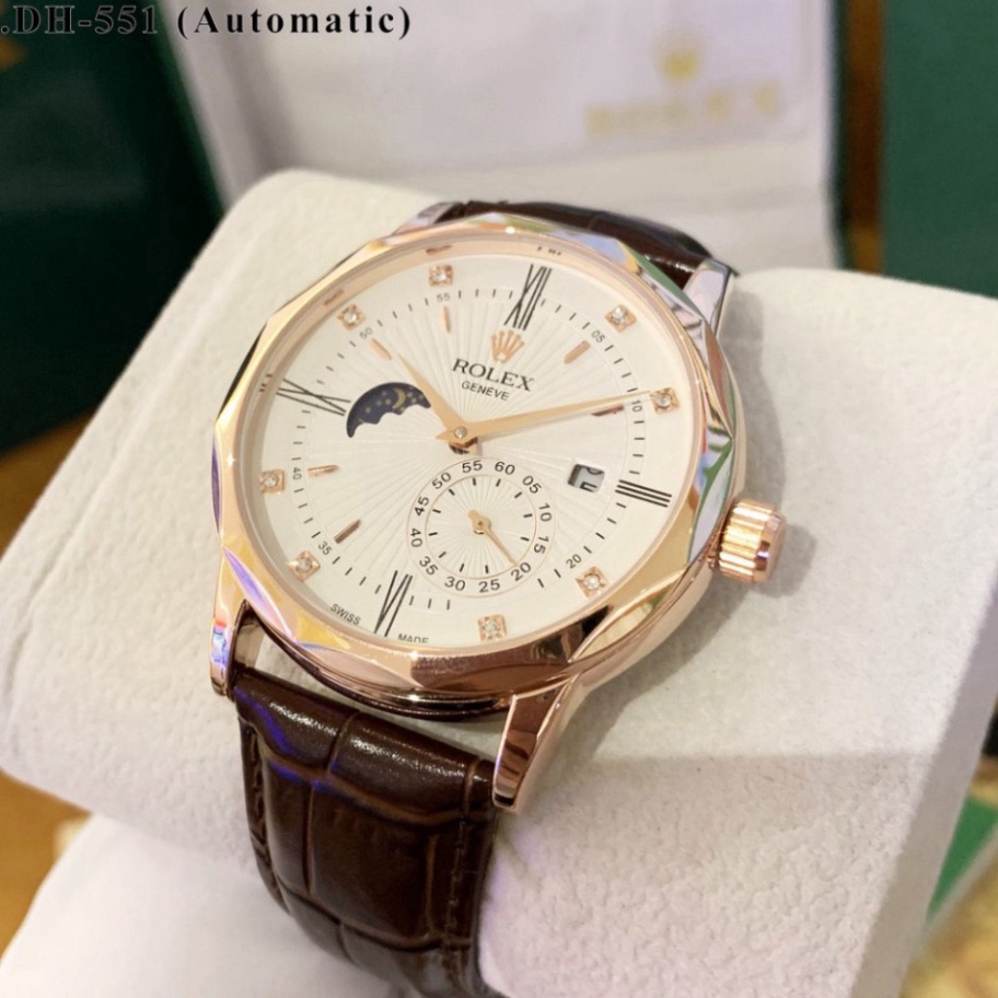 Đồng hồ nam Rolex máy cơ automatic dây da sang trọng chống xước bảo hành 12 tháng | WebRaoVat - webraovat.net.vn