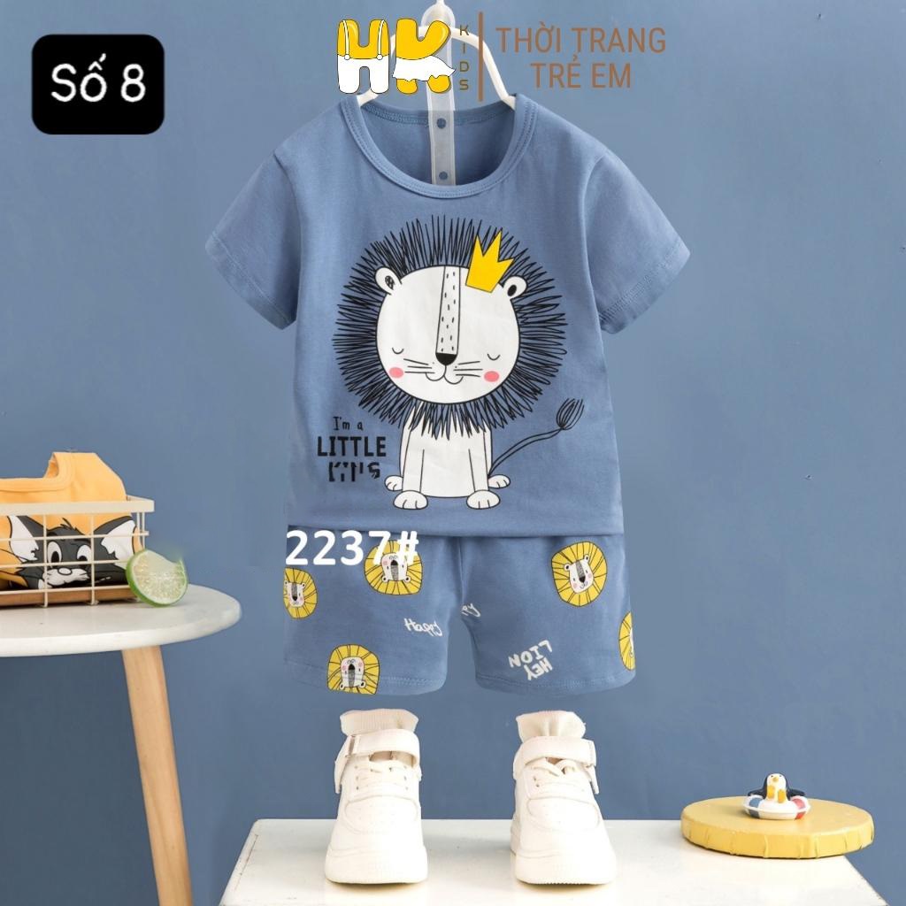 Bộ quần áo cộc tay bé trai HK KIDS chất cotton mềm mát size cho bé từ 1-7 tuổi