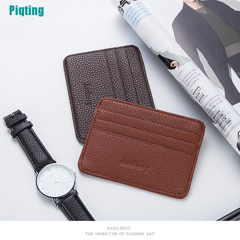 【Piqting】Mens Leather Card Slim Bank Credit Card ID Card Holder Case Bag Wallet Holder