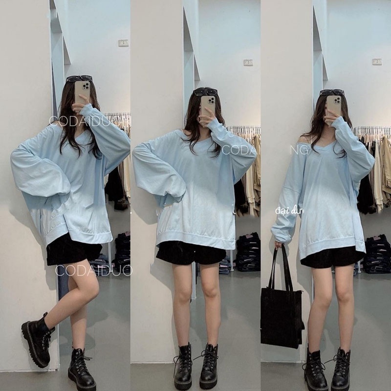 Áo Thun Trơn Cổ Tym Dài Tay Siêu Xinh M2111- Lolla_Fashion