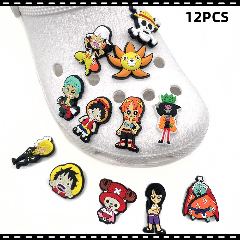 Set 12 Phụ Kiện Khóa Giày Crocs Bằng Nhựa PVC Họa Tiết Anime Nhật Bản