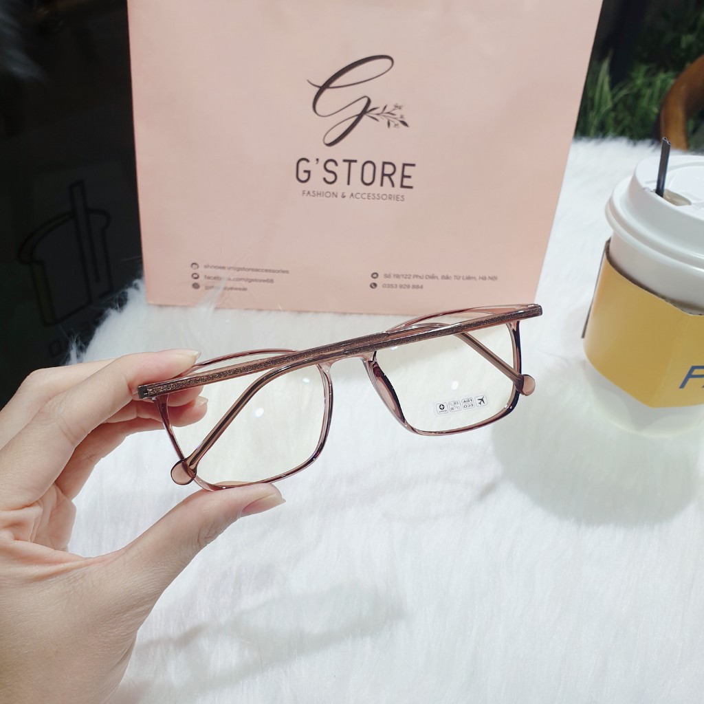 Kính mắt nữ vuông dễ đeo bền đẹp, Gọng kính vuông nhựa dẻo càng cốt kim loại 8252 | BigBuy360 - bigbuy360.vn