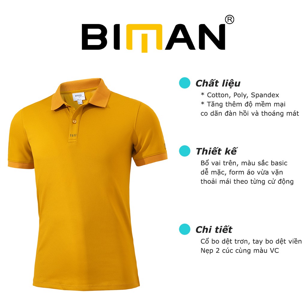 Áo polo nam cổ bẻ Biman by Biluxury cotton co giãn thoải mái vận động lịch lãm trẻ trung 5APCB007VAG | BigBuy360 - bigbuy360.vn