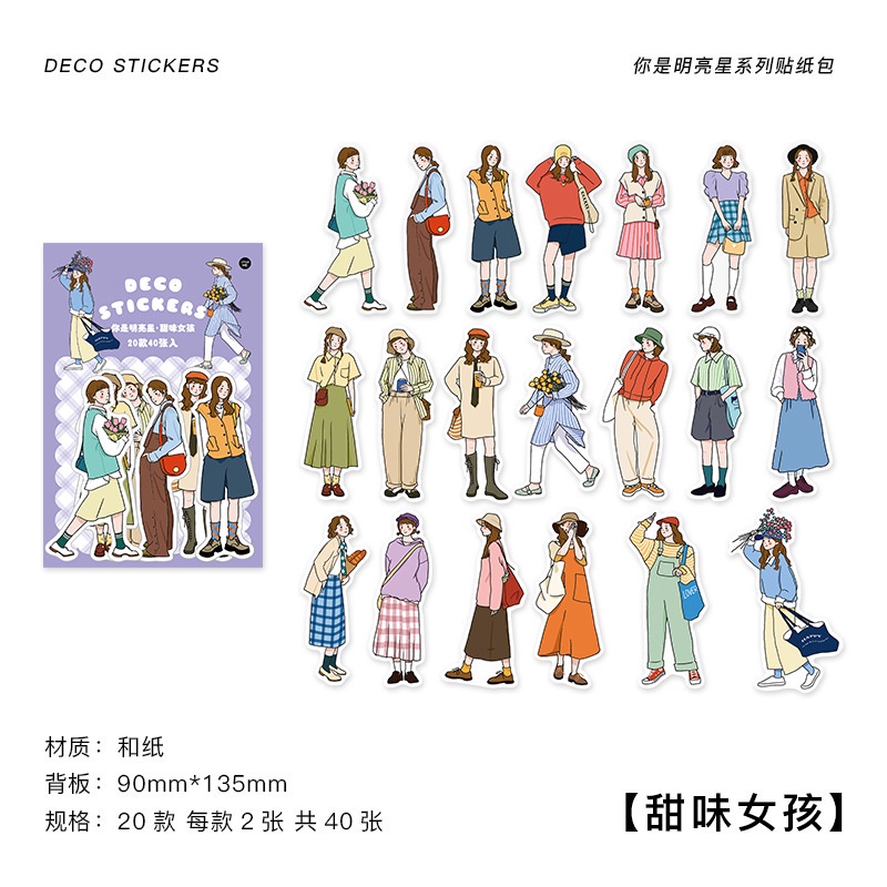 Miếng Dán Trang Trí Sổ Tay Hình Nhân Vật Truyện Tranh