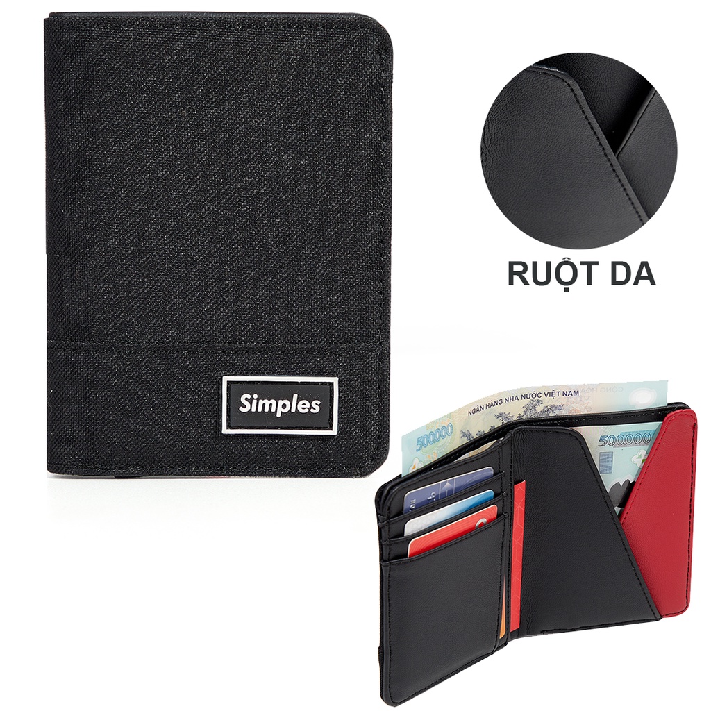 Ví VẢI & DA Simples brand Modern Wallet - Đứng
