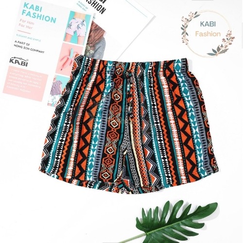 Quần đùi nữ KABI quần short vải tole quần ngắn mặc nhà mặc ngủ hoa văn alibaba thoáng mát dễ thương nhiều màu | BigBuy360 - bigbuy360.vn