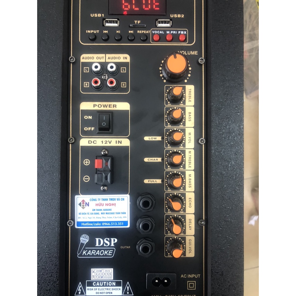 Loa karaoke di động, loa kéo karaoke BNIB 1297 bas 3 tấc, thùng gỗ 2 mic không dây hát hay, bảo hành 12 tháng