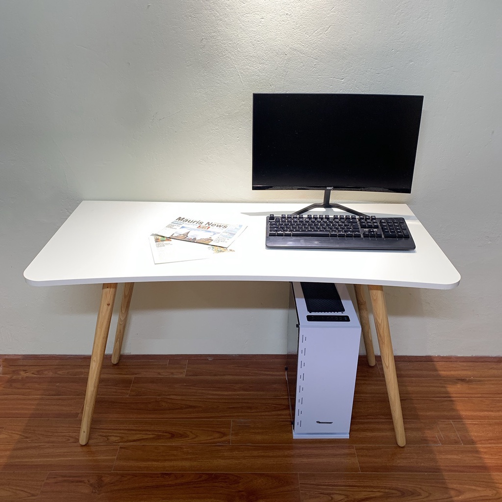 Bàn làm việc chân gỗ mặt bàn MDF vát cong chống gù hiện đại Havaco t12