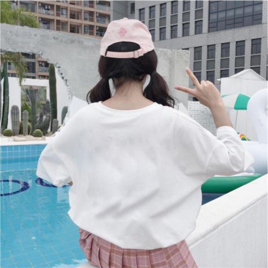 Áo trơn tay lỡ màu trắng