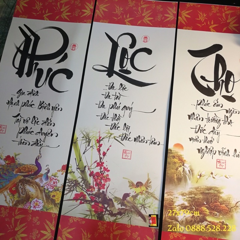 Combo 3 bức tranh chữ thư pháp