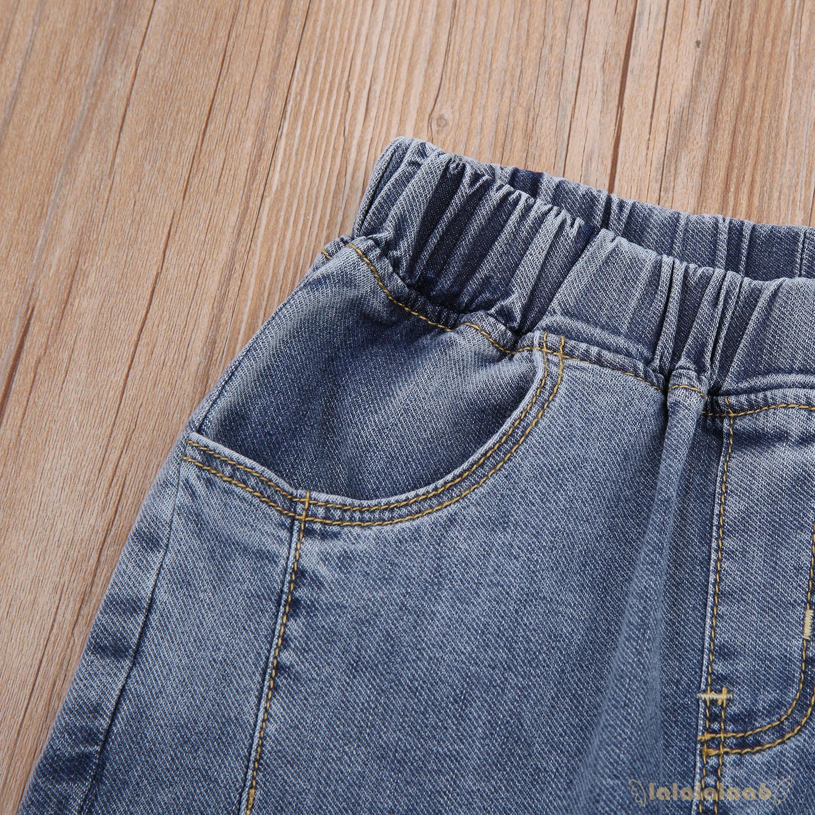 Quần Denim Dài Lưng Thun In Hình Cô Gái Và Bướm Laa6