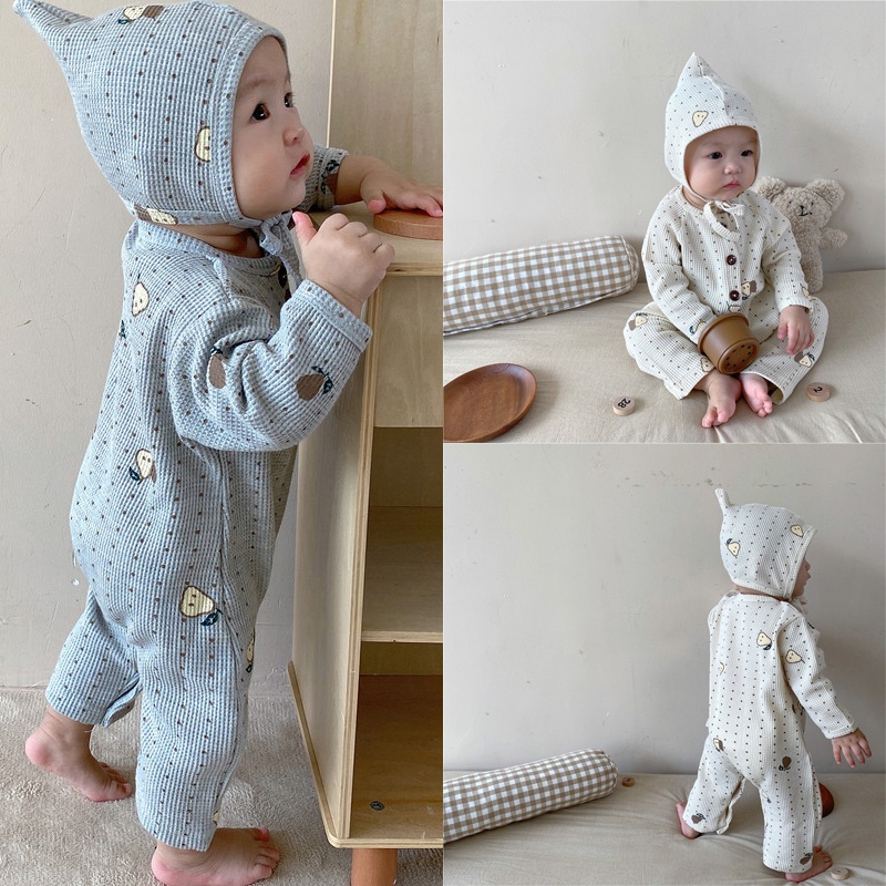 Áo liền quần ngủ có mũ cho em bé sơ sinh