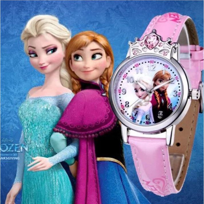 Hộp quà tặng đồng hồ công chúa ELsa và Anna đính đá sang trọng