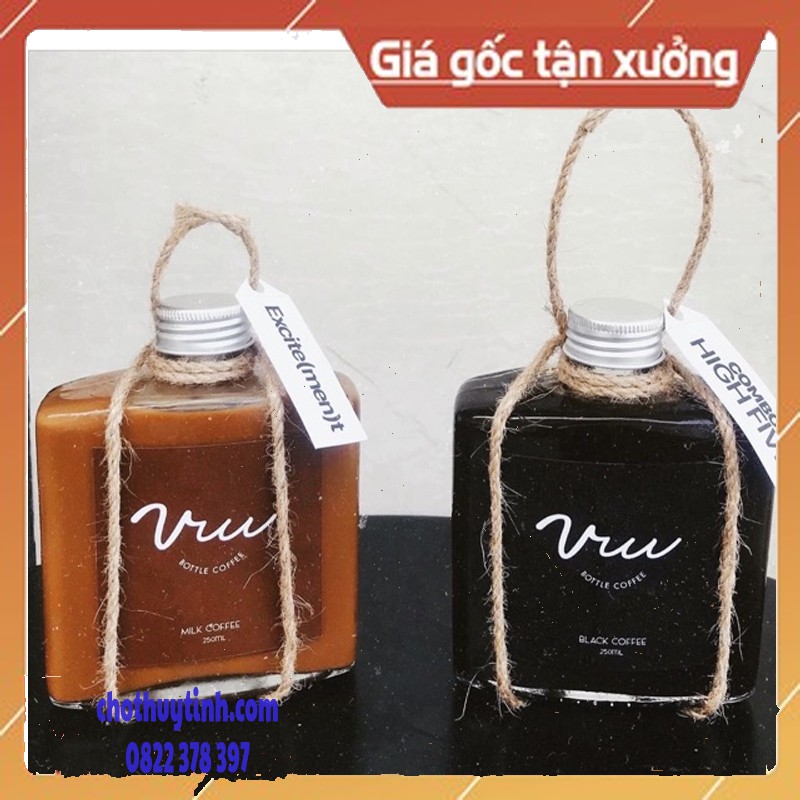 Chai Thủy Tinh Vuông Dẹp 250ml Nắp Nhôm | BigBuy360 - bigbuy360.vn