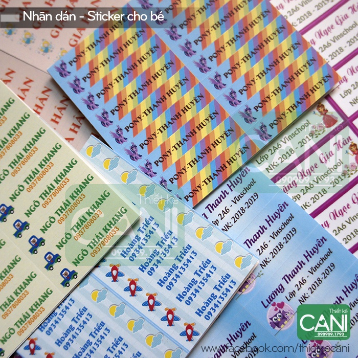 COMBO 50 cái Sticker giấy tên bé Nhãn dán học sinh Nhãn vở Tem giấy In theo yêu cầu, thông tin riêng